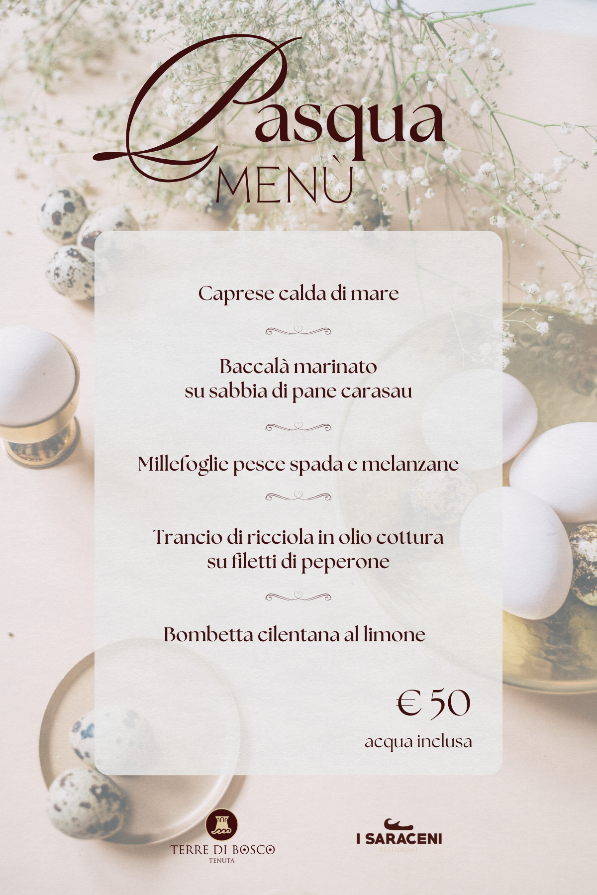 Menù Pasqua 2026 - Terre di Bosco