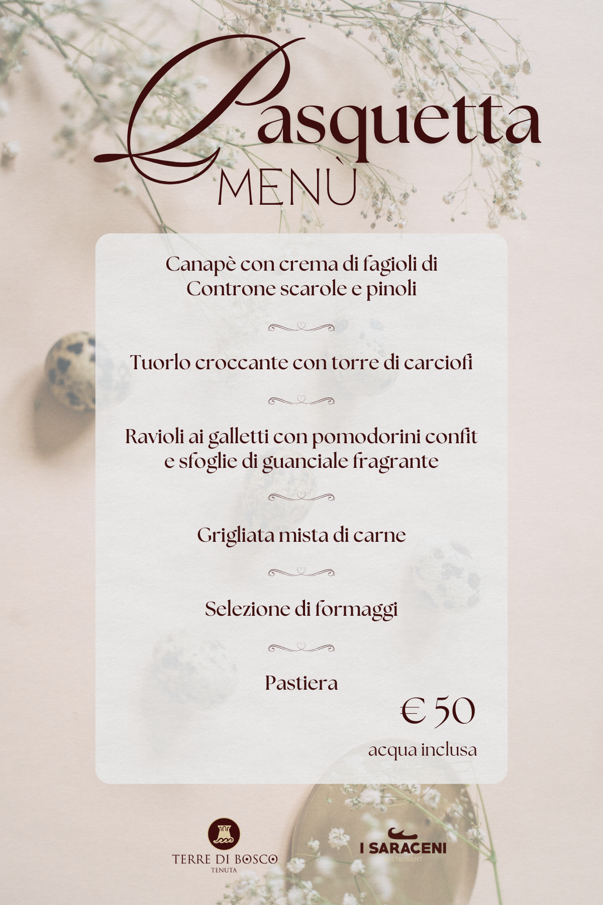Menù Pasquetta 2026 Terre di Bosco